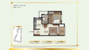 Brigade Eternia Apartment in Yelahanka, Bangalore Floor Plan 1BHK 1T - TYPE 1B
