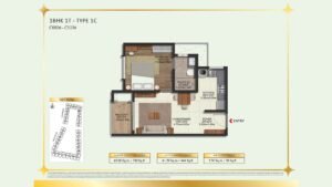 Brigade Eternia Apartment in Yelahanka, Bangalore Floor Plan 1BHK 1T - TYPE 1C