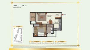 Brigade Eternia Apartment in Yelahanka, Bangalore Floor Plan 1BHK 1T - TYPE 1D