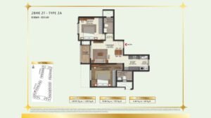 Brigade Eternia Apartment in Yelahanka, Bangalore Floor Plan 2BHK 2T - Type 2A