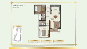 Brigade Eternia Apartment in Yelahanka, Bangalore Floor Plan 2BHK 2T - Type 2E