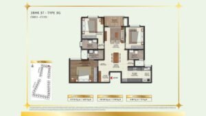 Brigade Eternia Apartment in Yelahanka, Bangalore Floor Plan 3BHK 3T - Type 3G