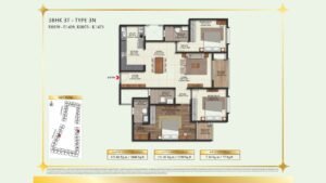 Brigade Eternia Apartment in Yelahanka, Bangalore Floor Plan 3BHK 3T - Type 3N