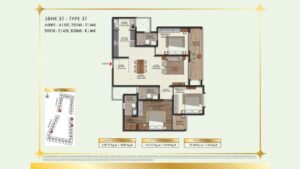 Brigade Eternia Apartment in Yelahanka, Bangalore Floor Plan 3BHK 3T - Type 3T