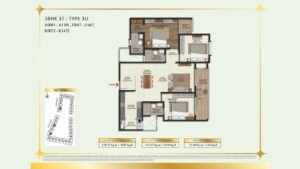 Brigade Eternia Apartment in Yelahanka, Bangalore Floor Plan 3BHK 3T - Type 3U
