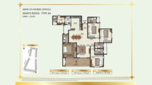 Brigade Eternia Apartment in Yelahanka, Bangalore Floor Plan 4BHK 4T +Home Office-Maid Room - Type 4A