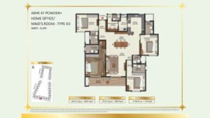 Brigade Eternia Apartment in Yelahanka, Bangalore Floor Plan 4BHK 4T Powder +Home Office-Maid Room - Type 4D