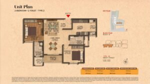Brigade Citrine Apartment in Old Madras Road East Bangalore Unit Plan 2BHK + 2Toilet- Type 2