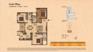 Brigade Citrine Apartment in Old Madras Road East Bangalore Unit Plan 3BHK + 3Toilet- Type 4