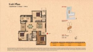 Brigade Citrine Apartment in Old Madras Road East Bangalore Unit Plan 3BHK + 3Toilet- Type 5
