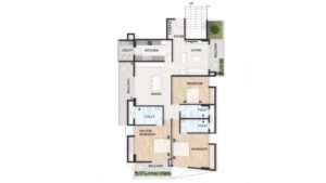 Living Walls Old Town Apartment in Hennur Road Bangalore 3BHK South Floor Plan