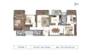 Navin's Antheia Poentry Apartment in Bannerghatta Rd Bangalore floor plan 3 Bhk