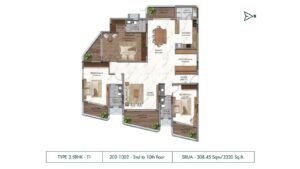 Navin's Antheia Poentry Apartment in Bannerghatta Rd Bangalore floor plan 3.5 Bhk