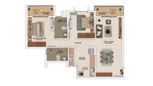 Sattva Park Cubix Apartment in North Bangalore Foor Plan 2BHK Unit Type 6 TV2